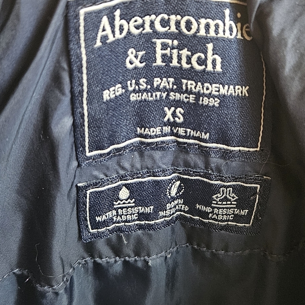 Abercrombie & Fitch Down Puffer Coat Jacket Parka Women’s XS Fur Trimmed Hood - Picture 9 of 9
